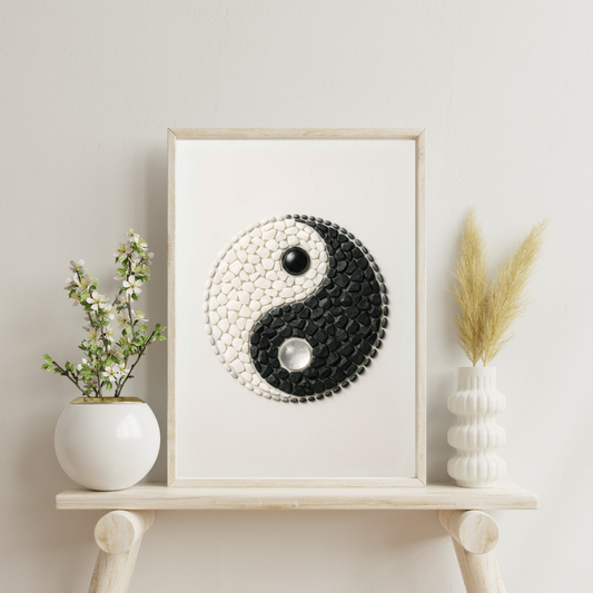 Crystal Grids - Yin–Yang Tide (Obsidian & Selenite Equilibrium) Digital Print