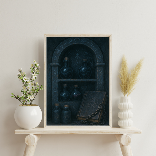 Essence and Elixirs - Shadow Shelf of Forbidden Brews Digital Print