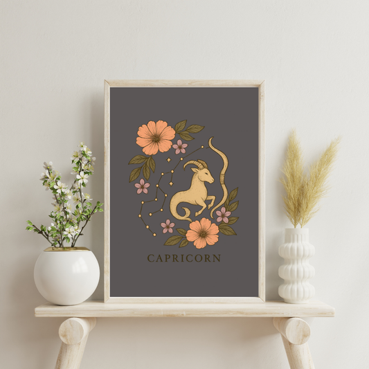 Floral Zodiac Constellations - Capricorn Digital Print