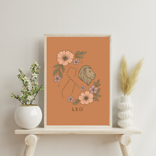Floral Zodiac Constellations - Leo Digital Print