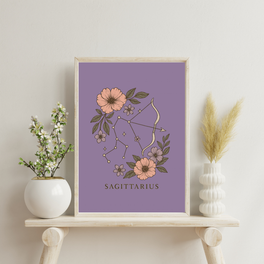 Floral Zodiac Constellations - Sagittarius Digital Print