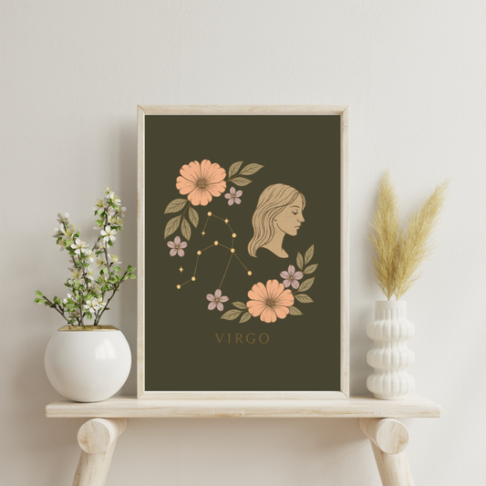 Floral Zodiac Constellations - Virgo Digital Print