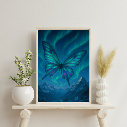 Starlit Wings - Butterfly of the Cosmic Aurora Digital Print
