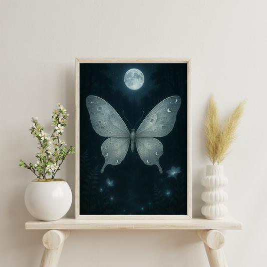 Starlit Wings - Butterfly of the Lunar Bloom Digital Print