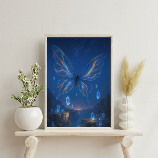 Starlit Wings - Butterfly of the Nebula Veil Digital Print
