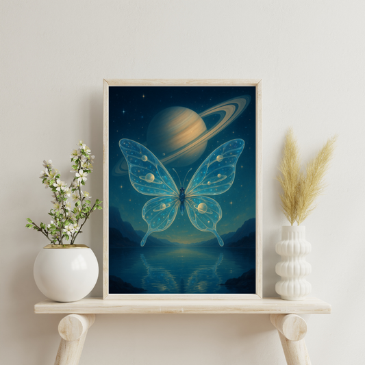 Starlit Wings - Butterfly of the Saturn Rings Digital Print