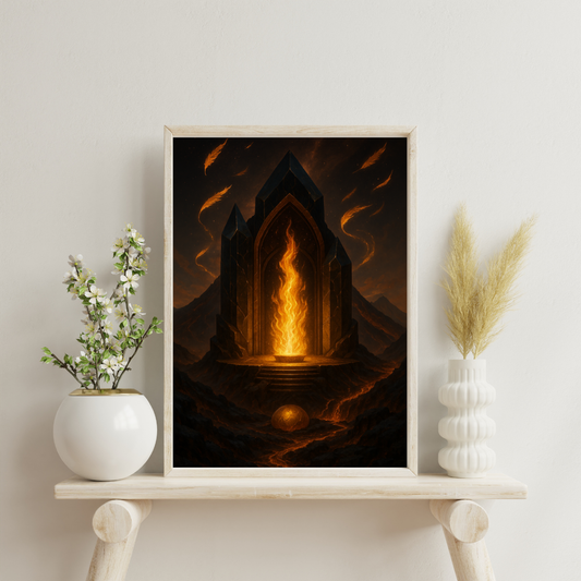 Temples of the Eternal Sky - The Cradle of Luminous Embers Digital Print
