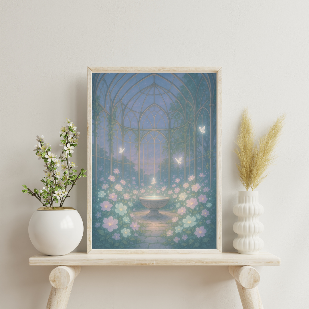 The Celestial Sanctuaries - Sanctuary of the Starlit Bloom Digital Print
