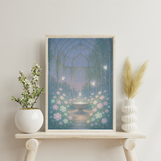 The Celestial Sanctuaries - Sanctuary of the Starlit Bloom Digital Print