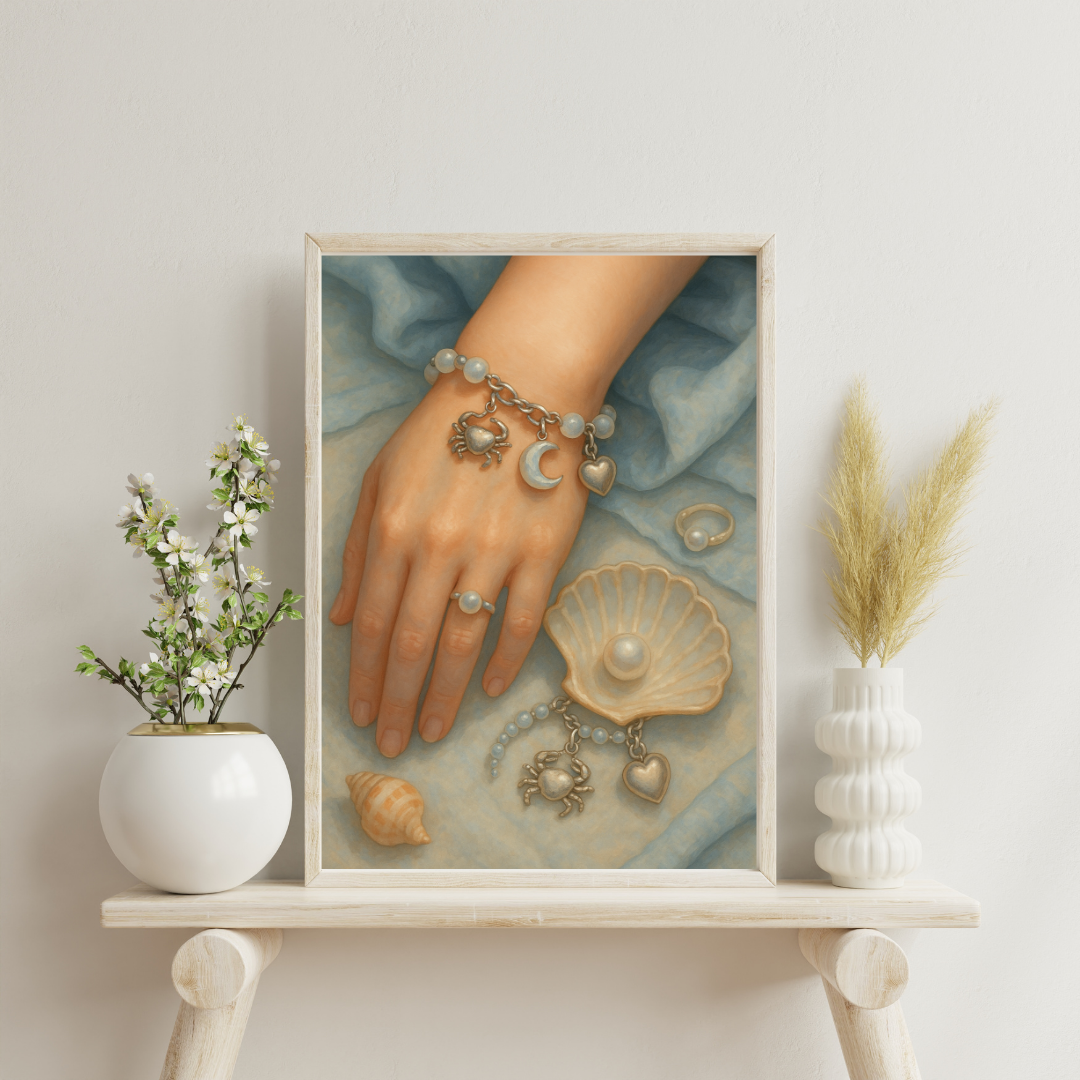Zodiac Charm Bracelet - Cancer Digital Print