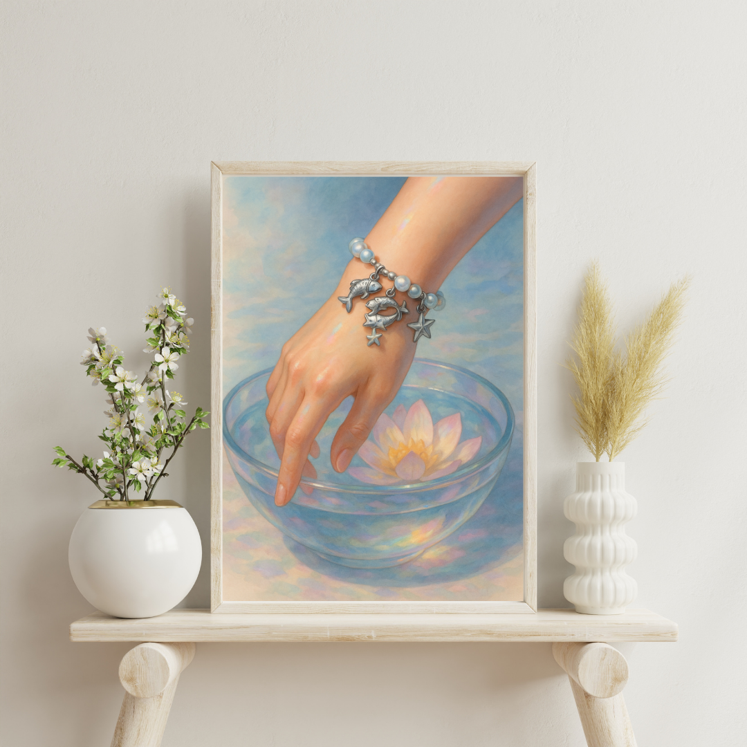 Zodiac Charm Bracelet - Pisces Digital Print