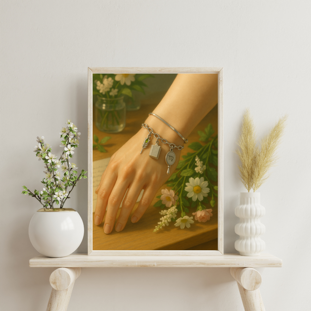 Zodiac Charm Bracelet - Virgo Digital Print