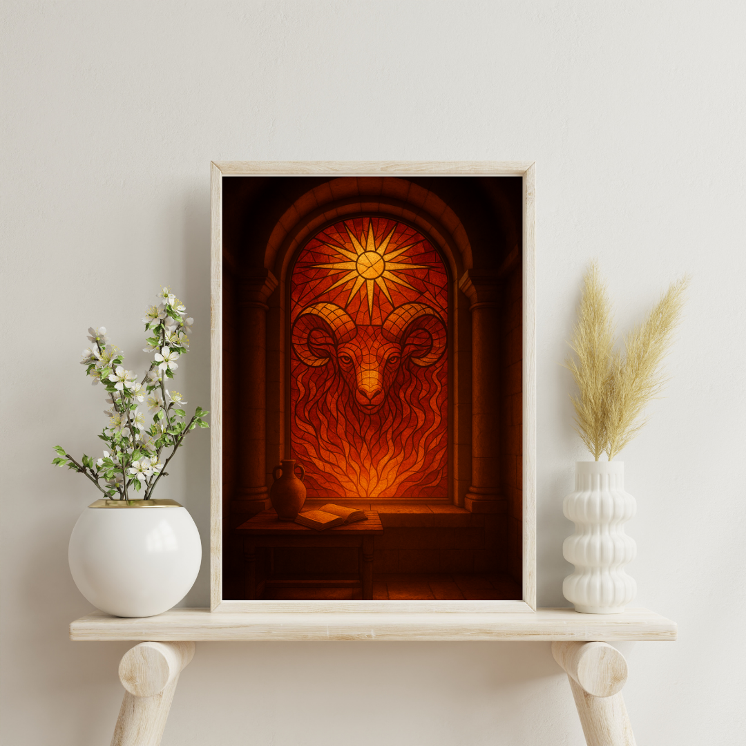 Zodiac Mosaic Windows - Aries Digital Print