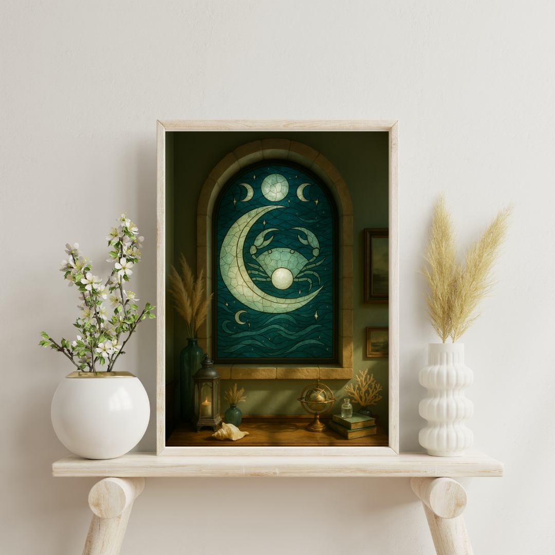 Zodiac Mosaic Windows - Cancer Digital Print