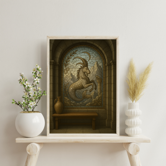 Zodiac Mosaic Windows - Capricorn Digital Print