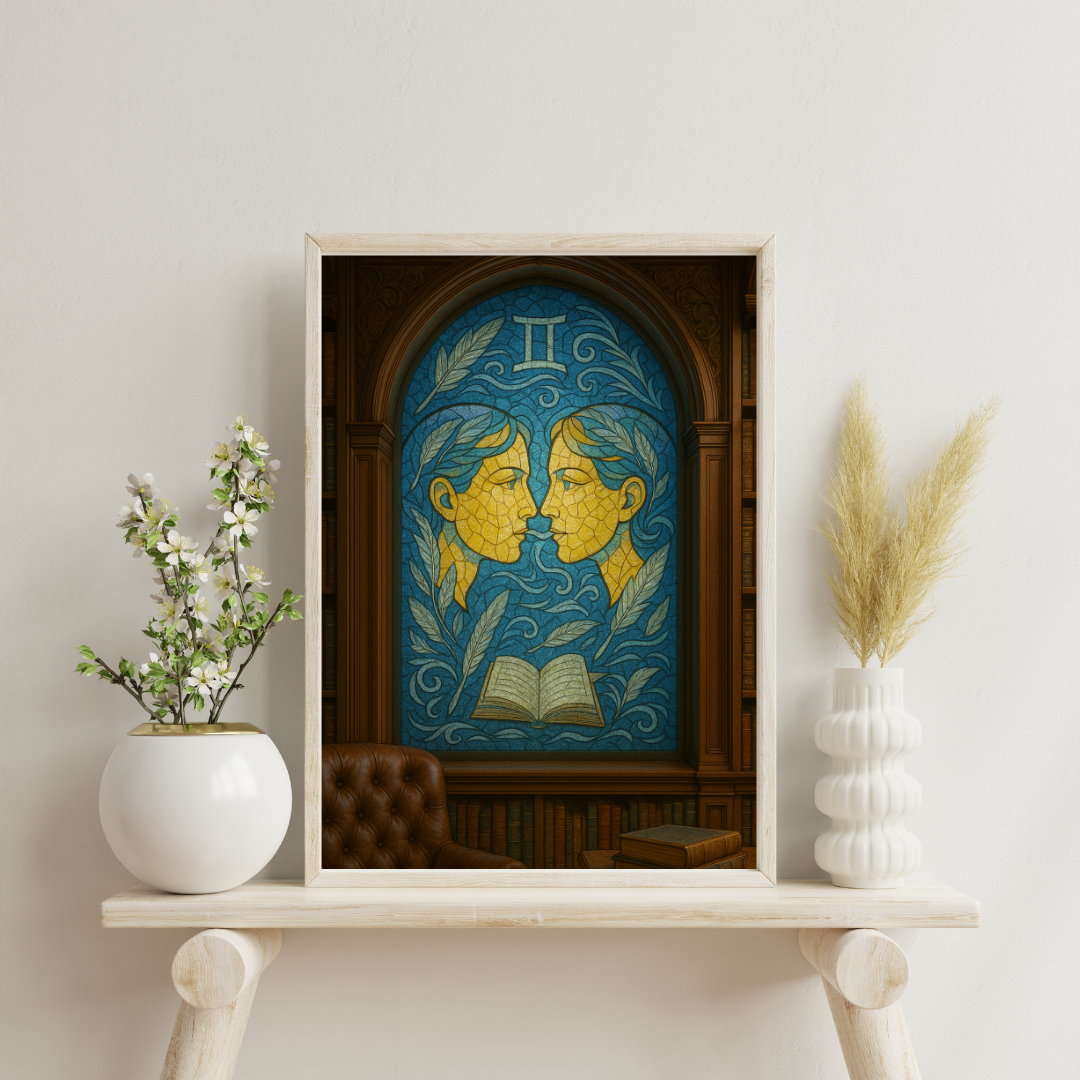 Zodiac Mosaic Windows - Gemini Digital Print