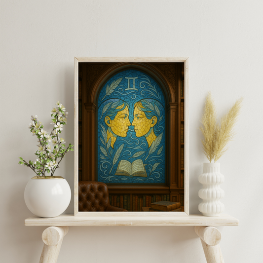 Zodiac Mosaic Windows - Gemini Digital Print