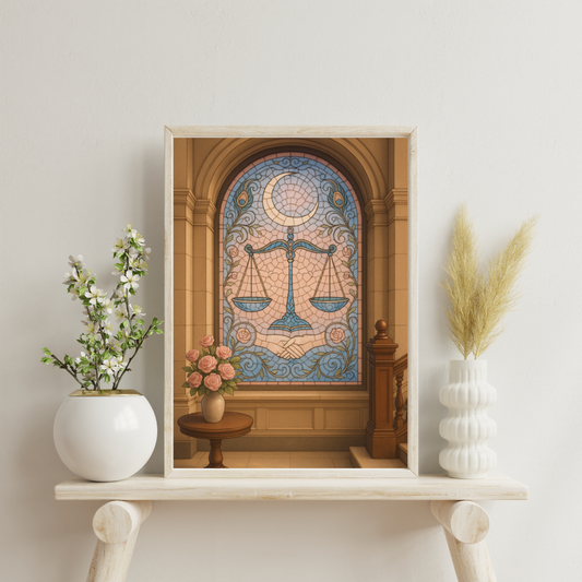 Zodiac Mosaic Windows - Libra Digital Print