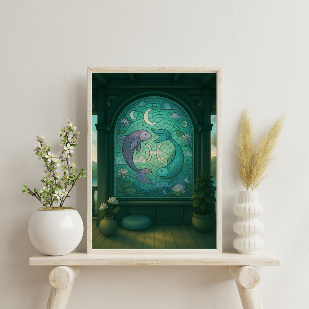 Zodiac Mosaic Windows - Pisces Digital Print