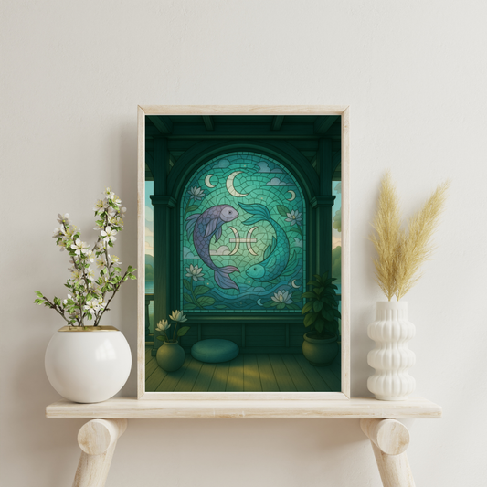 Zodiac Mosaic Windows - Pisces Digital Print
