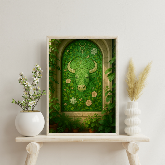 Zodiac Mosaic Windows - Taurus Digital Print