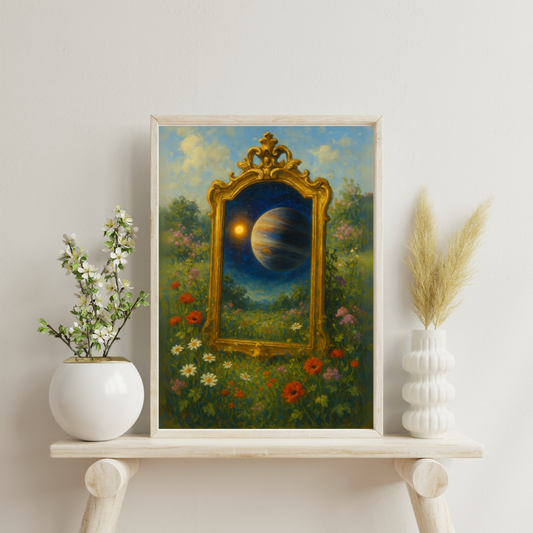 The Astral Mirror - Exoplanet Orbiting Distant Star Digital Print