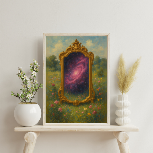 The Astral Mirror - Pink Galaxy Digital Print