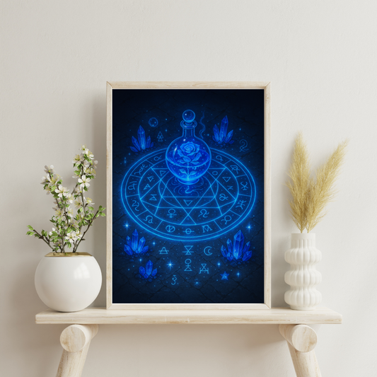 Blue Alchemy - The Starry Transmutation Circle Digital Print
