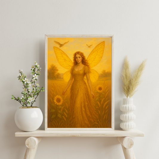 Fairies of the Hidden Realms - The Citrine Fairy of Golden Harvest Fields Digital Print