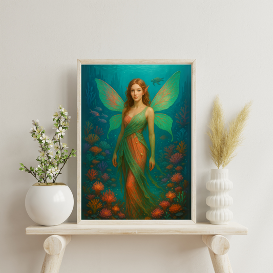 Fairies of the Hidden Realms - The Coral Fairy of Tidal Bloom Reef Digital Print