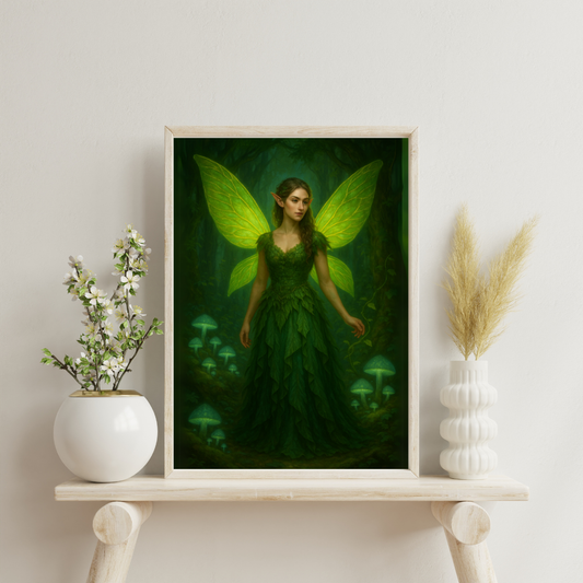 Fairies of the Hidden Realms - The Emerald Fairy of the Enchanted Grove Digital Print