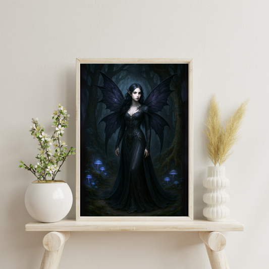 Fairies of the Hidden Realms - The Obsidian Fairy of the Shadow Grove Digital Print