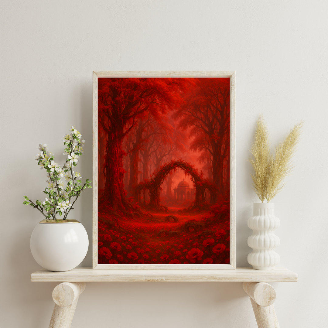Forests Beyond the Veil - Crimson Grove Digital Print