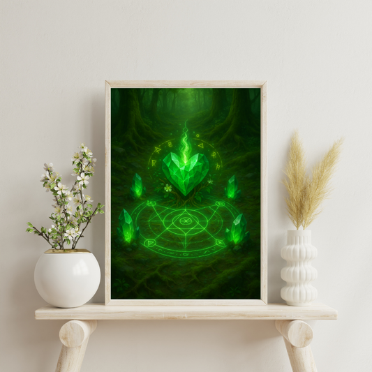 Green Alchemy - Emerald Transmutation Circle Digital Print