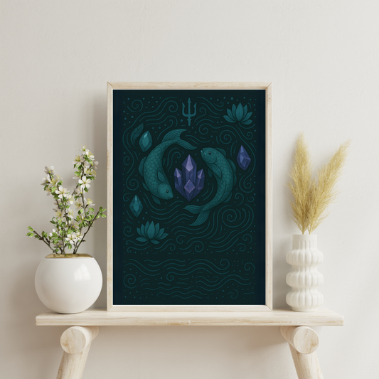 Zodiac Crystal Mandalas - Pisces Digital Print
