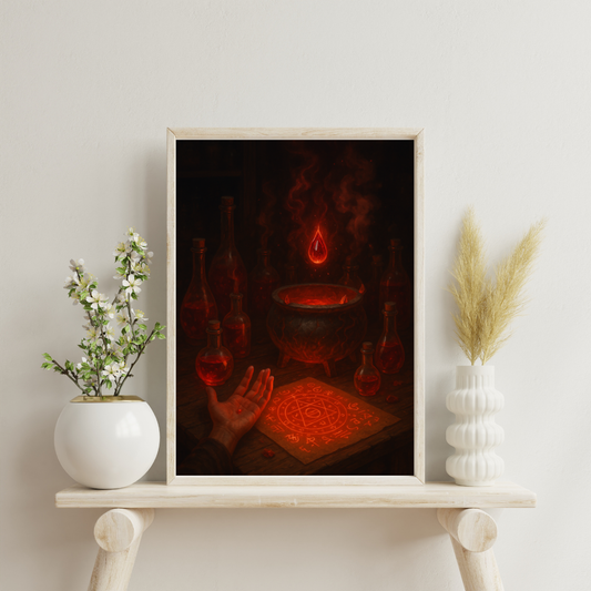 Red Alchemy - Crimson Elixir Vials Digital Print