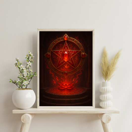 Red Alchemy - Ruby Pentacle Portal Digital Print