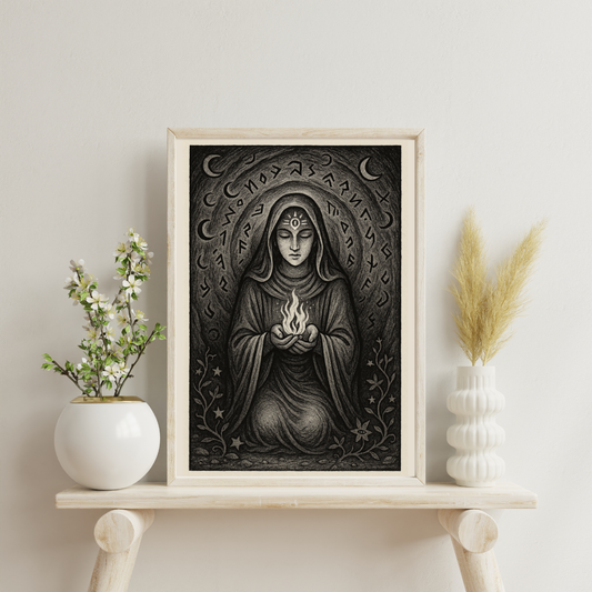 Sigils of She Who Knows - The Oracle of The Crescent Flame Digital Print