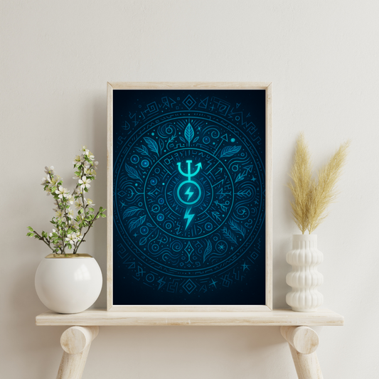 Zodiac and Planet Mandalas - Aquarius and Uranus Digital Print