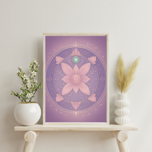 Zodiac and Planet Mandalas - Libra and Venus Digital Print