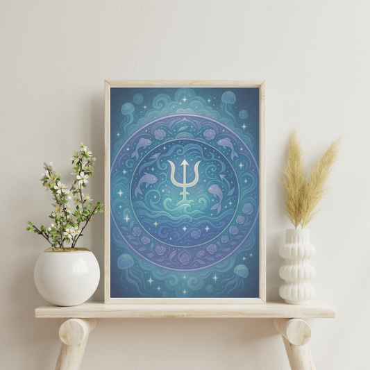 Zodiac and Planet Mandalas - Pisces and Neptune Digital Print