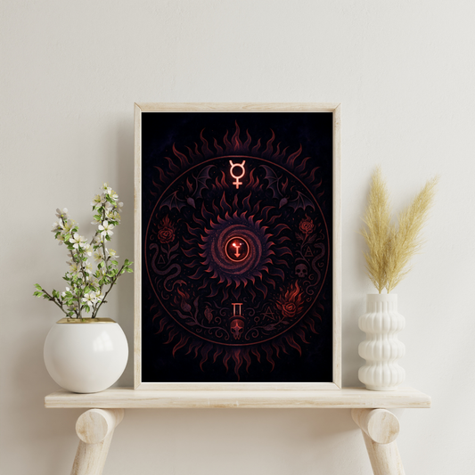 Zodiac and Planet Mandalas - Scorpio and Pluto + Mars Digital Print