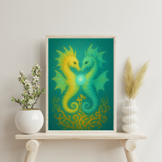 Zodiac Seahorses - Gemini Digital Print