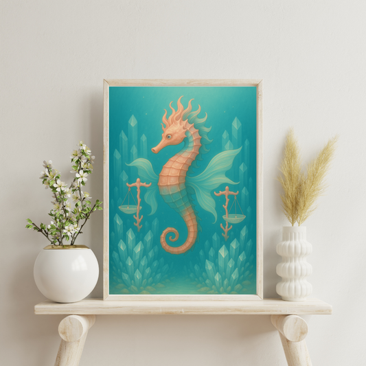 Zodiac Seahorses - Libra Digital Print