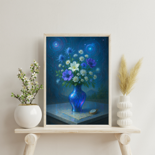 Zodiac Vases with Flowers - Aquarius Digital Print