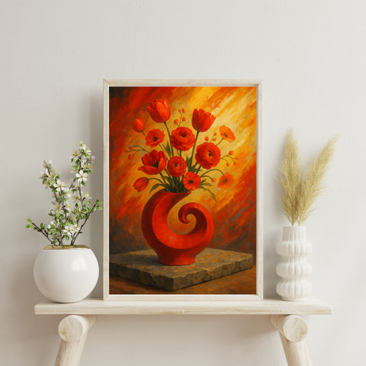 Zodiac Vases with Flowers - Aries Digital Print