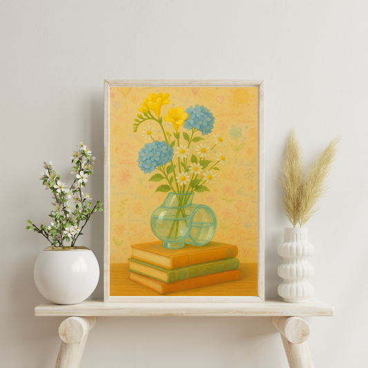 Zodiac Vases with Flowers - Gemini Digital Print