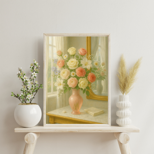 Zodiac Vases with Flowers - Libra Digital Print