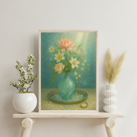 Zodiac Vases with Flowers - Pisces Digital Print