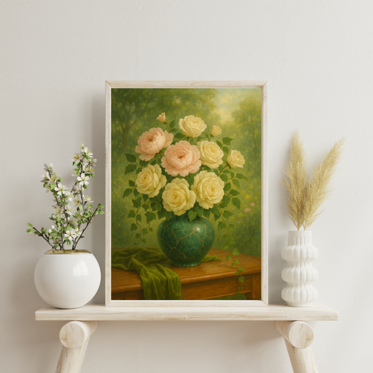 Zodiac Vases with Flowers - Taurus Digital Print